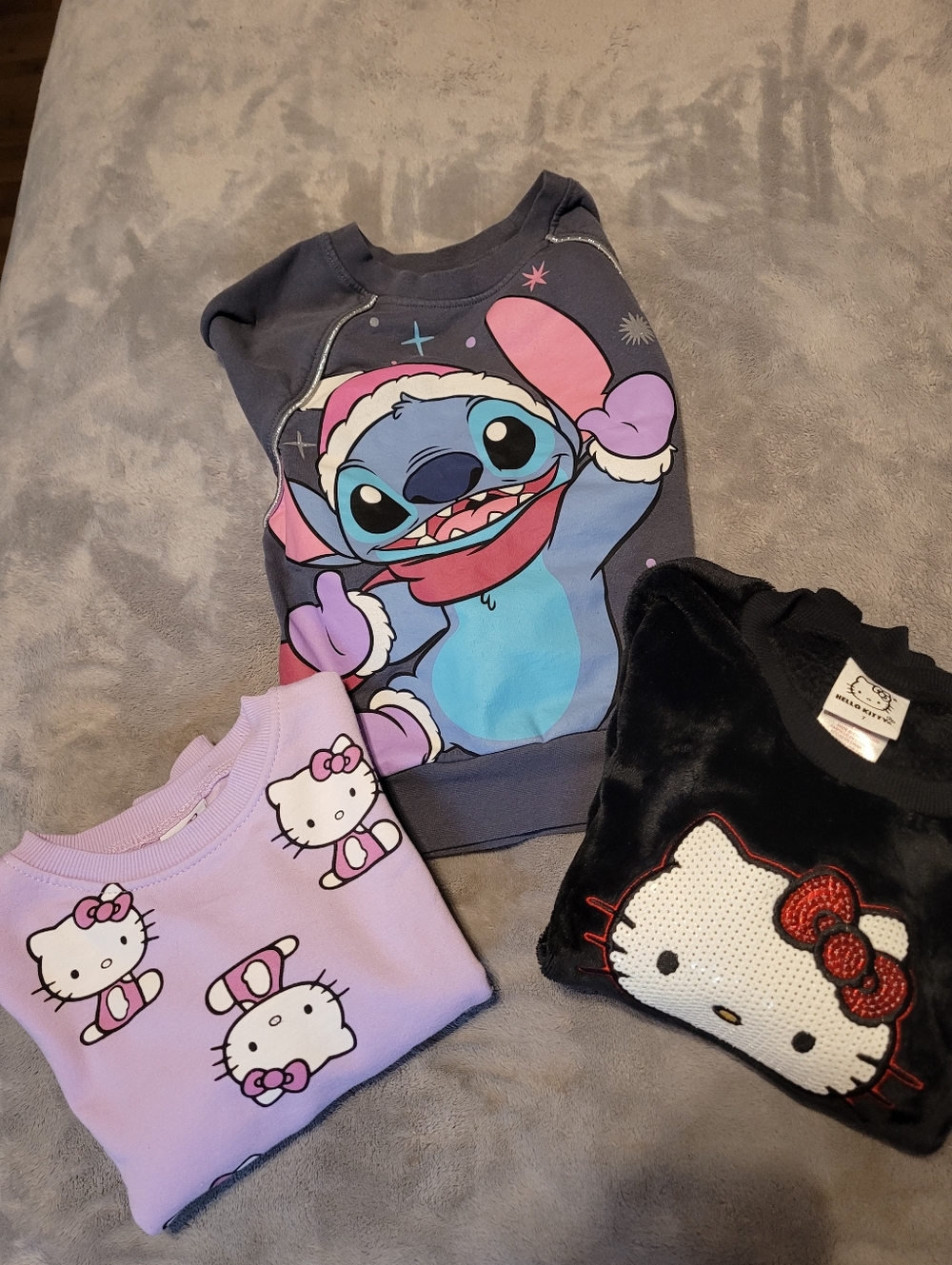 Bundle Of Girls Sweatshirts Hello Kitty Lilo And Stitch EUC Sizes 6 And 7 Comfy
